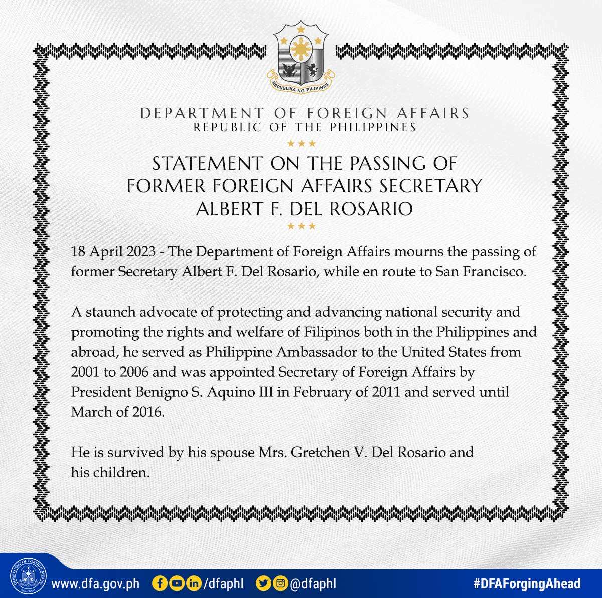 Demise of SFA Del Rosario