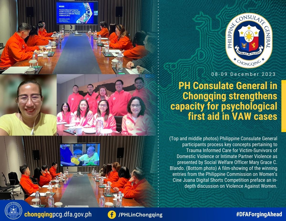 photo Chongqing PCG PH Consulate General in Chongqing strengthens personnel capacity in handling VAW cases
